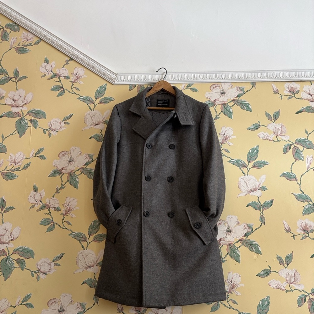 Men’s Charcoal Double-Breasted Selected Homme Coat